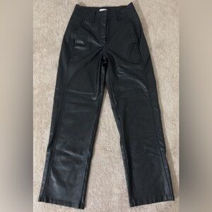 Aritzia Black Faux Leather Straight-Leg Pants